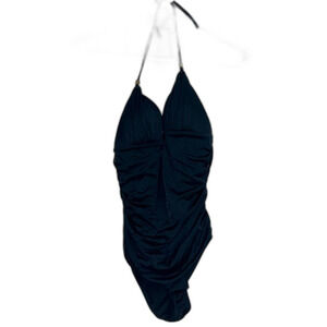 Victoria’s Secret The Flawless One Piece Black V-Neck Ruched Swimsuit Size Small